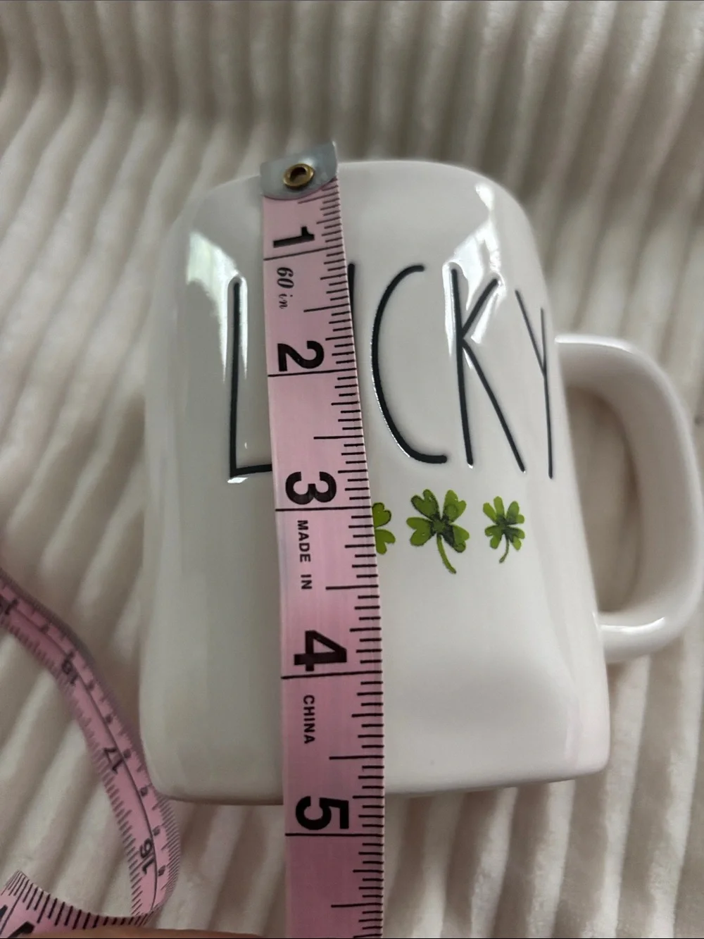 New Rae Dunn ‘Lucky ☘️☘️☘️’ Artesian Collection Two-Tone Large Mug/Cup
